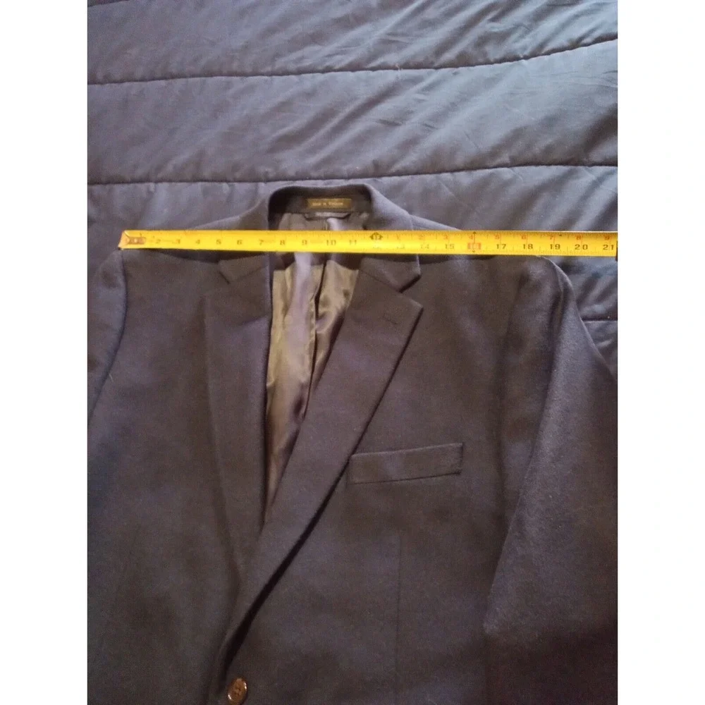 Lauren Ralph Lauren Mens Blazer Charcoal Navy‎ Jacket Silk Wool & Cashmere 46R